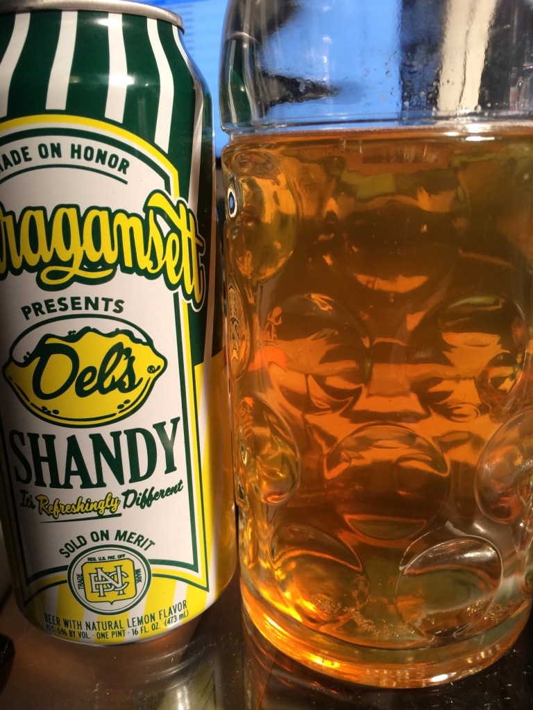Here's a tasty look at the color of Narragansett Del's Shandy, a nice and light yellowish amber